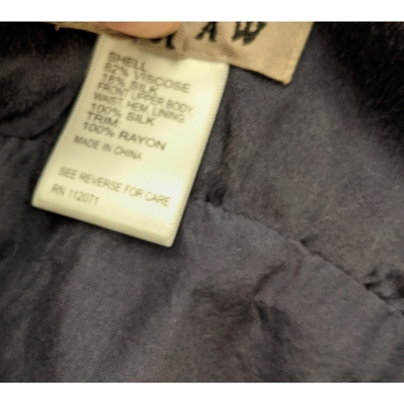 Jigsaw Blue Velvet Silk Empire Waist Dress Size 6 - Picture 7 of 8